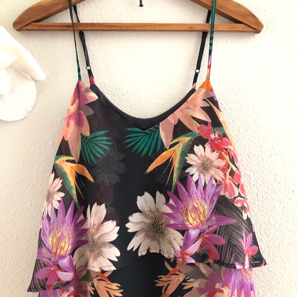 {Aqua} Vibrant Floral hi-low hem dress - Picture 3 of 13
